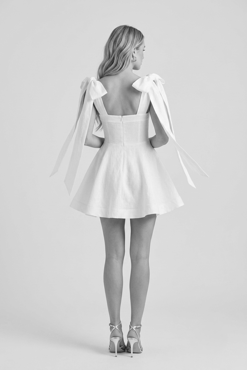Diish Aisle Linen Bow Mini dress