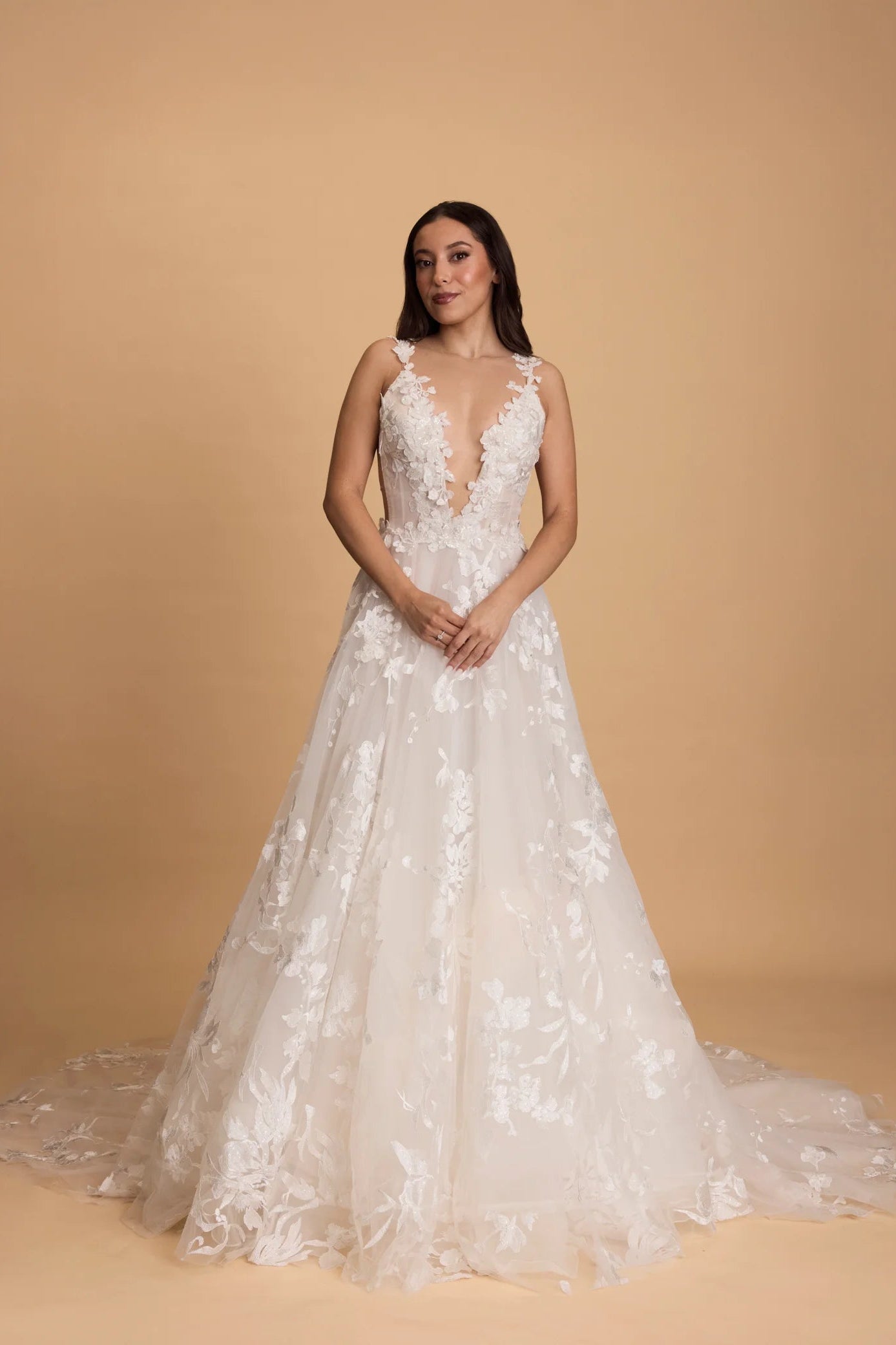 Galia Lahav - G210 wedding flower lace deep plunge, low back gown, bridal