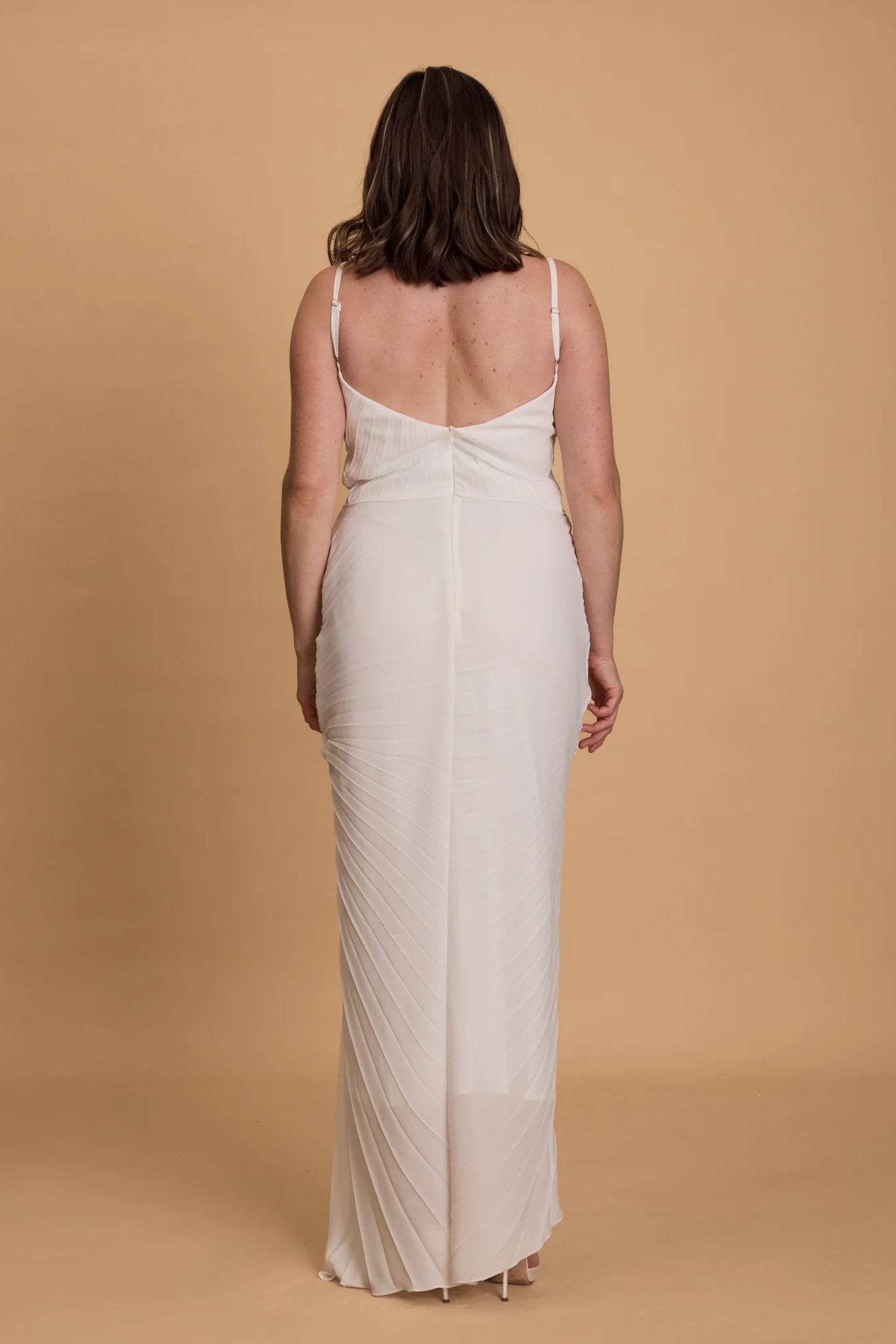 Georgia Hardinge Dazed white, pleated maxi dress, honeymoon, engagement party, hen party, bridal