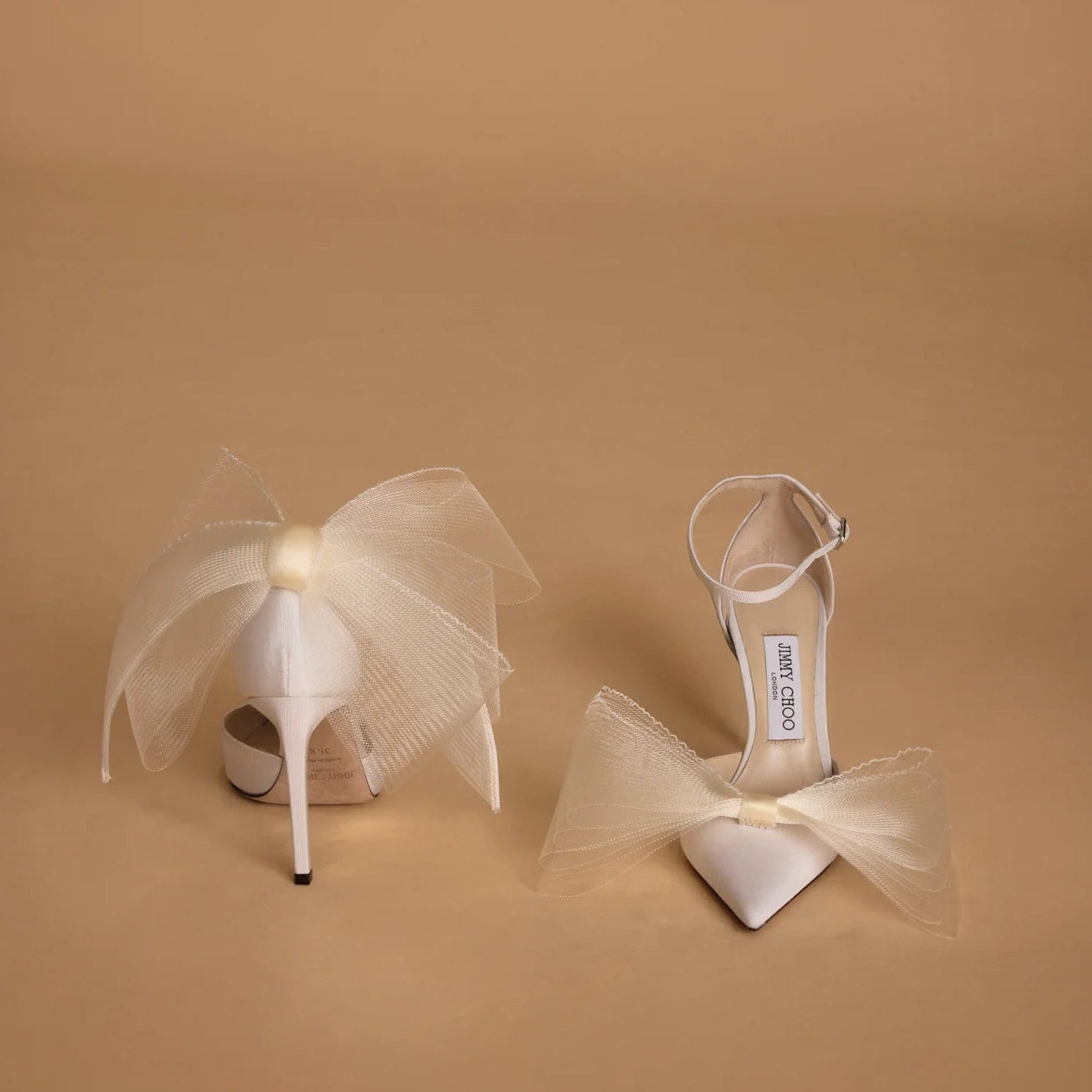 Jimmy Choo Averly 100 Asymmetric Bow white Heels hen party 