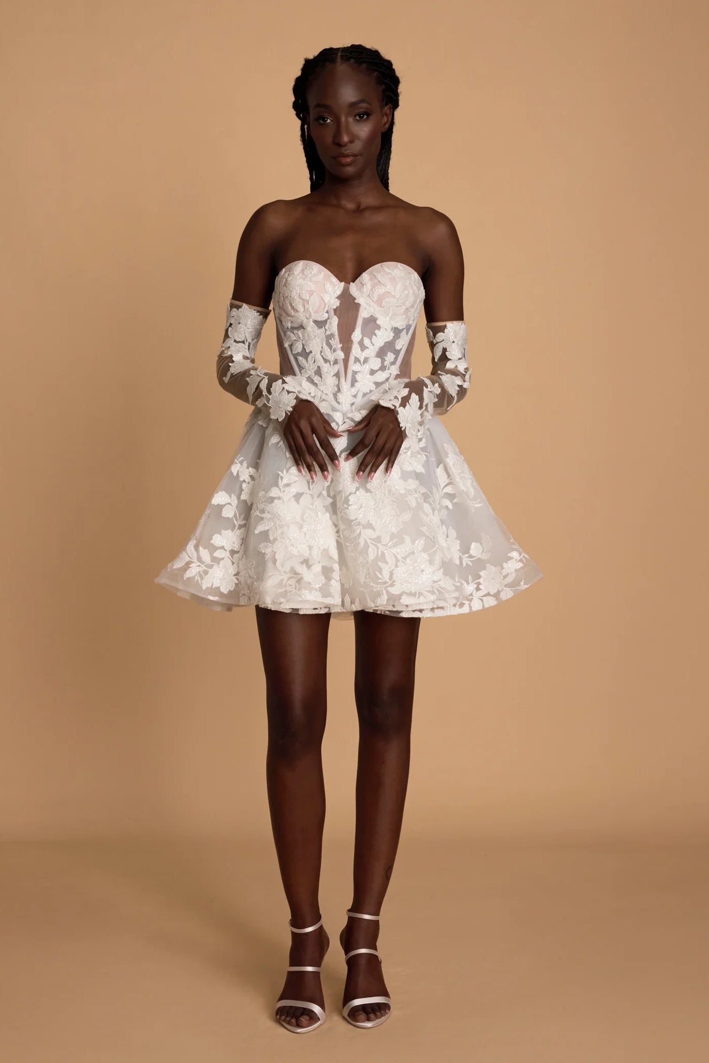Rosie Etienne Mara white lace corset dress, hen party, second look dress