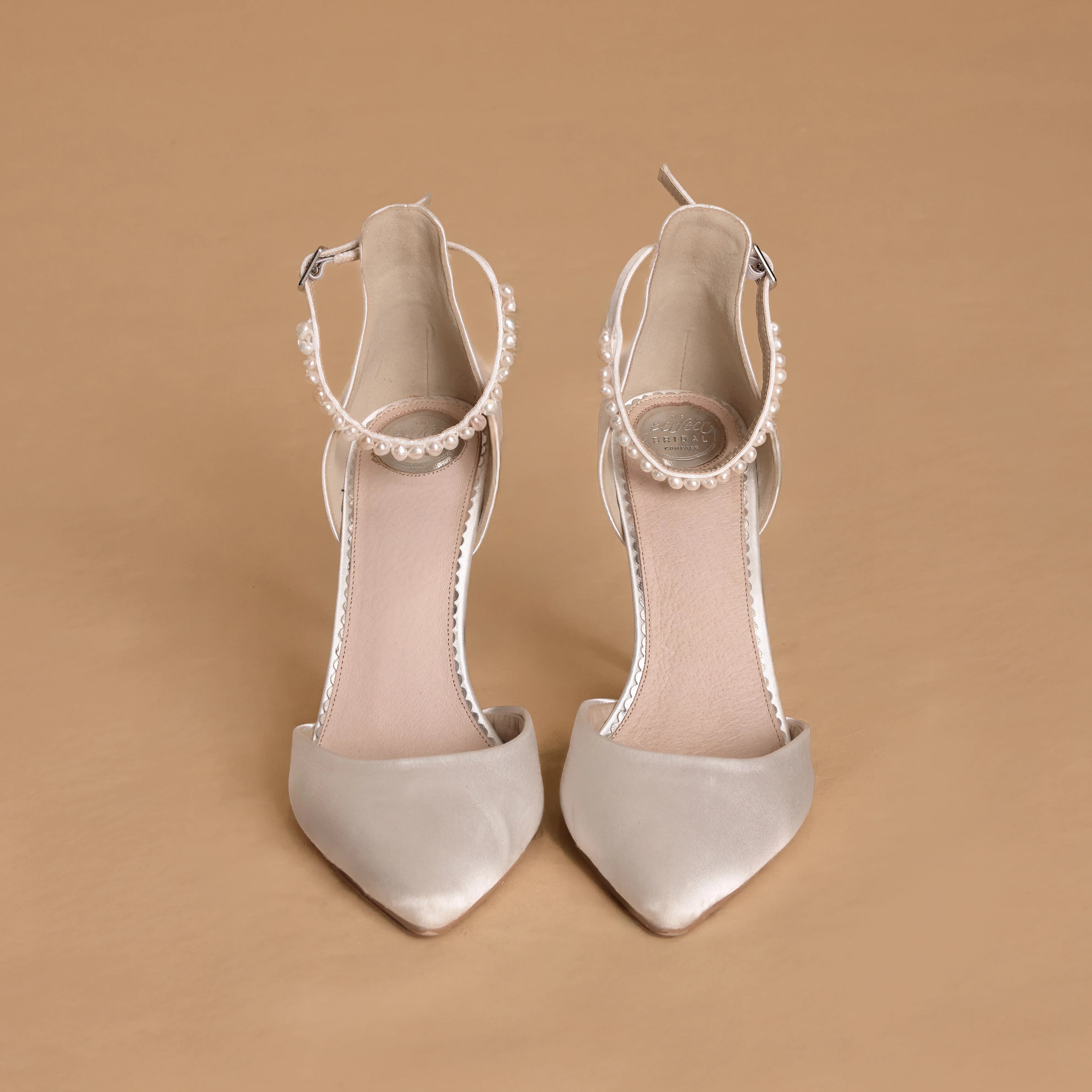 Lace & Favour Ella white heels, wedding heels, hen party heels, pearl heels