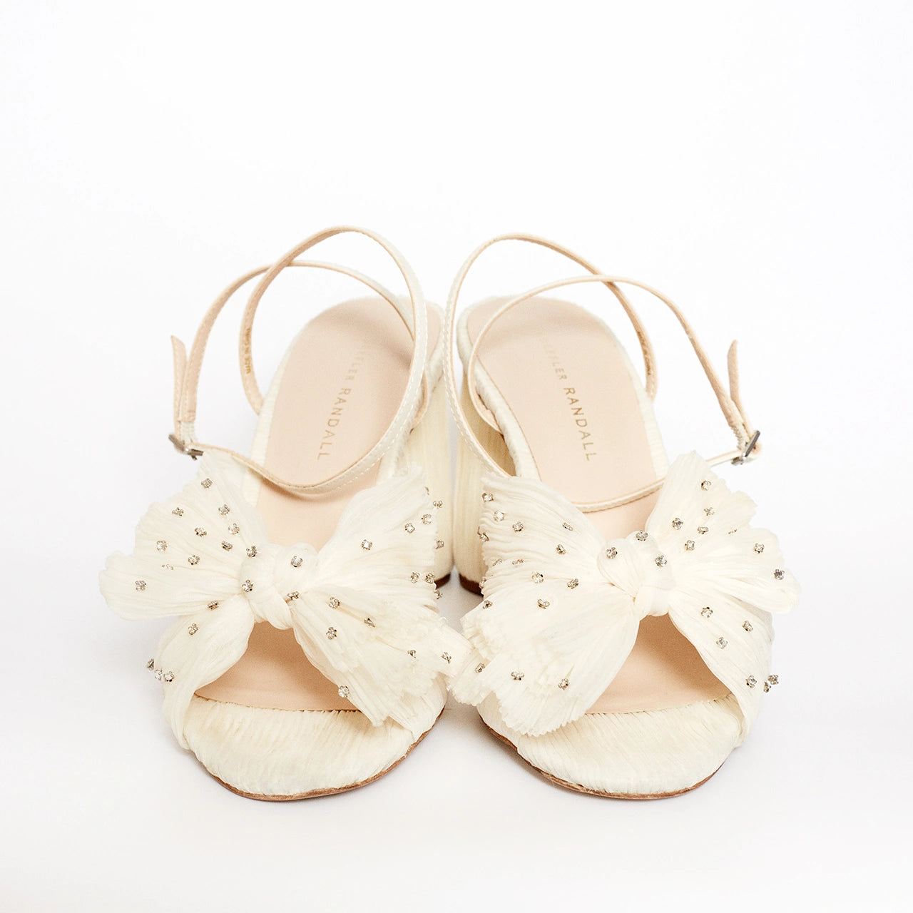 Loeffler Randall Camellia Rhinestone Ivory Heels Wedding Bridal Hen Engagement
