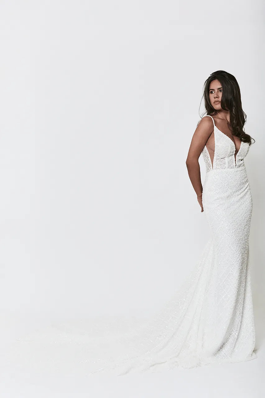 Made with Love Harlow Wedding Gown White Beaded Bride 