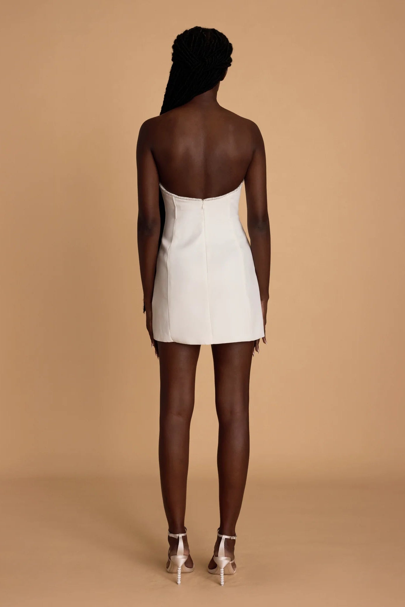 Meshki diamonte white mini dress low plunge hen party 