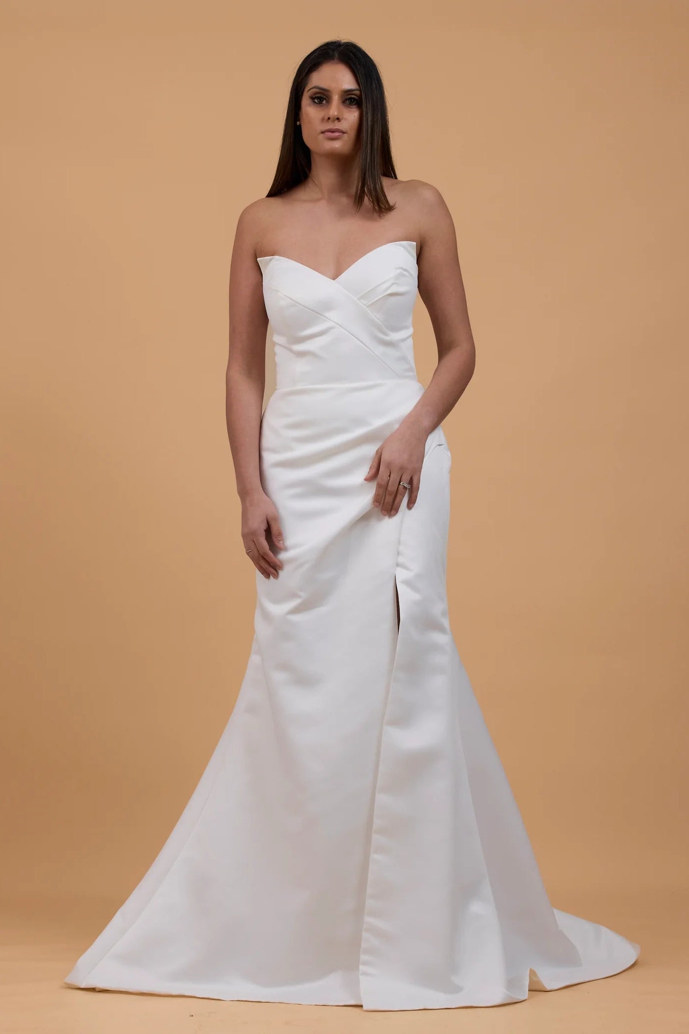 Milla Nova Gigi satin ivory wedding gown, pre-loved wedding gown, second-hand wedding gown, sample sale wedding gown