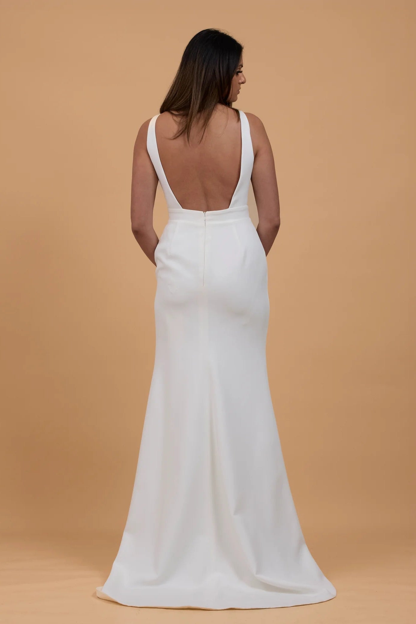Milla Nova Levi satin ivory wedding gown, square neckline, pre-loved wedding gown, second-hand wedding gown, sample sale wedding gown