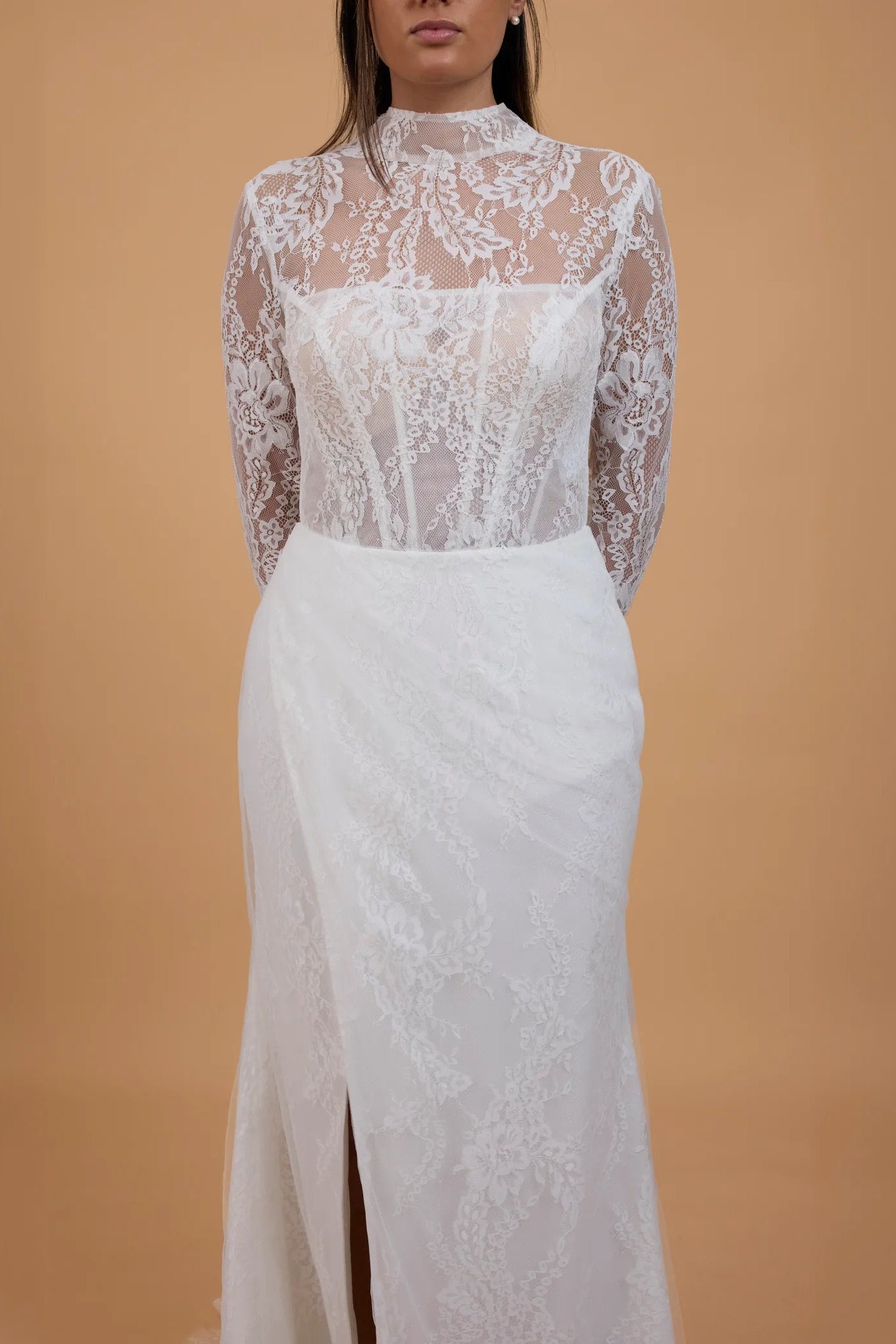 Milla Nova Pusseta ivory lace wedding gown, boned corset, pre-loved wedding gown, second-hand wedding gown, sample sale wedding gown