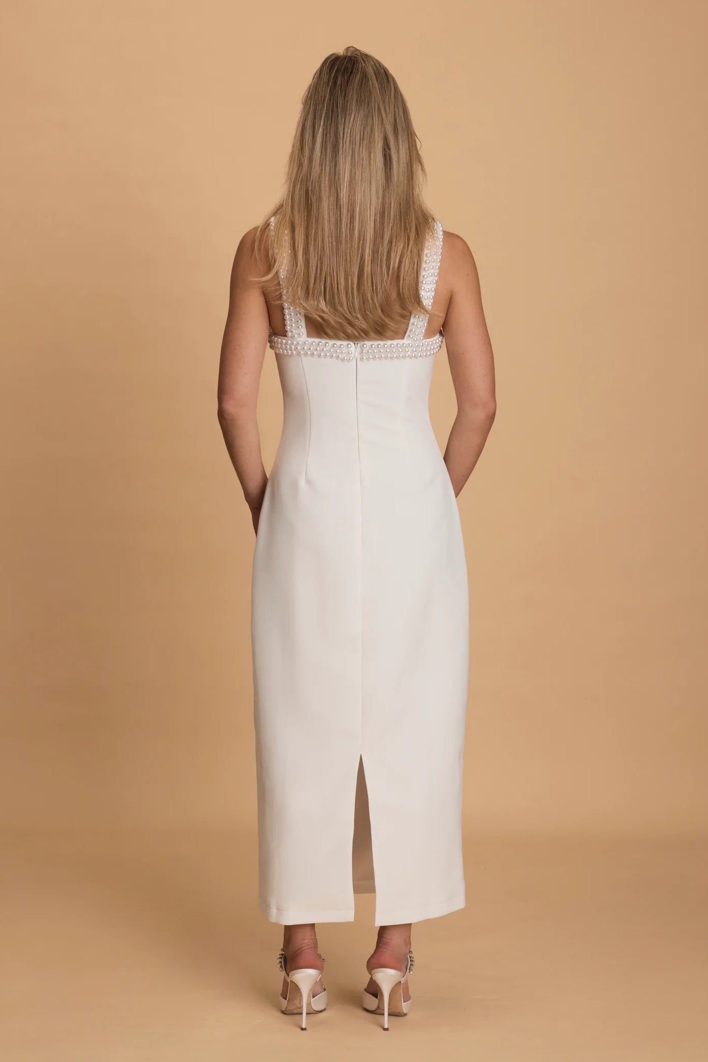 Odd Muse pearl white, square neck line, midi dress, hen party, engagement party, bridal