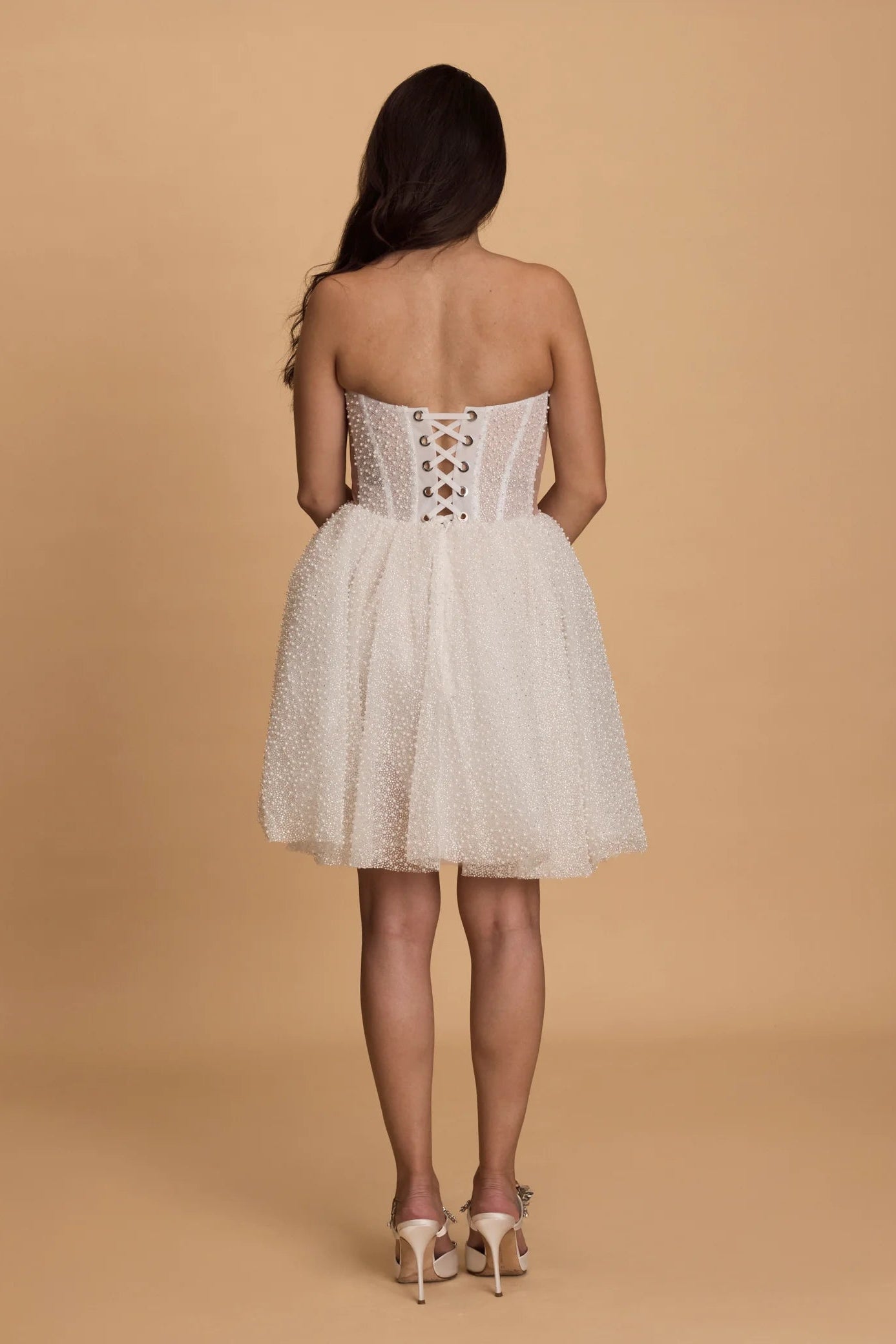 Rosie Etienne Faith Dress, white beaded, corset off shoulder dress with detachable sleeves, hen party dress, engagement party dress, second look dress, bridal