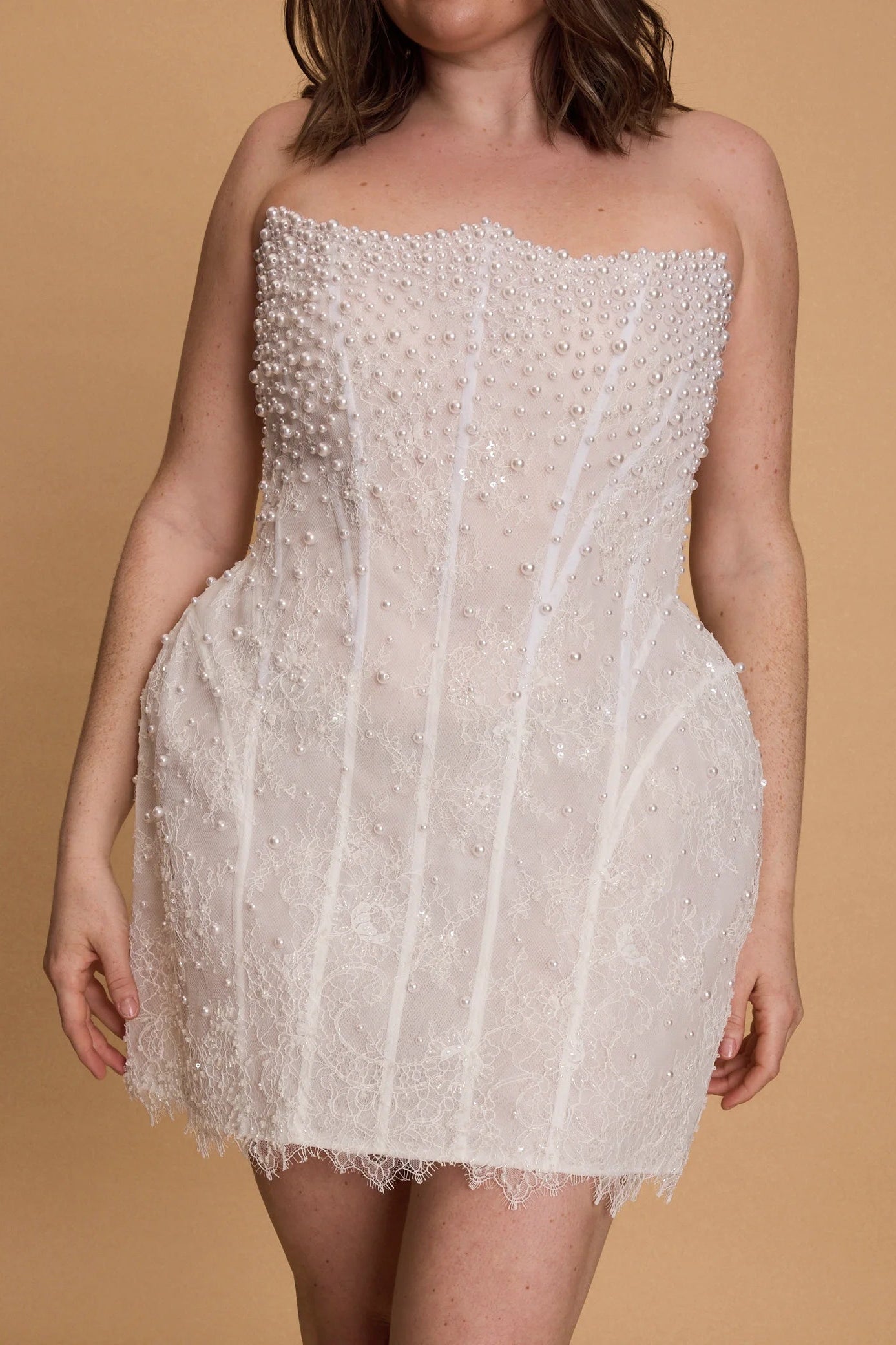 Rosie Etienne Oliva dress pearl white lace dress, second look dress, hen party, engagement, bridal, wedding