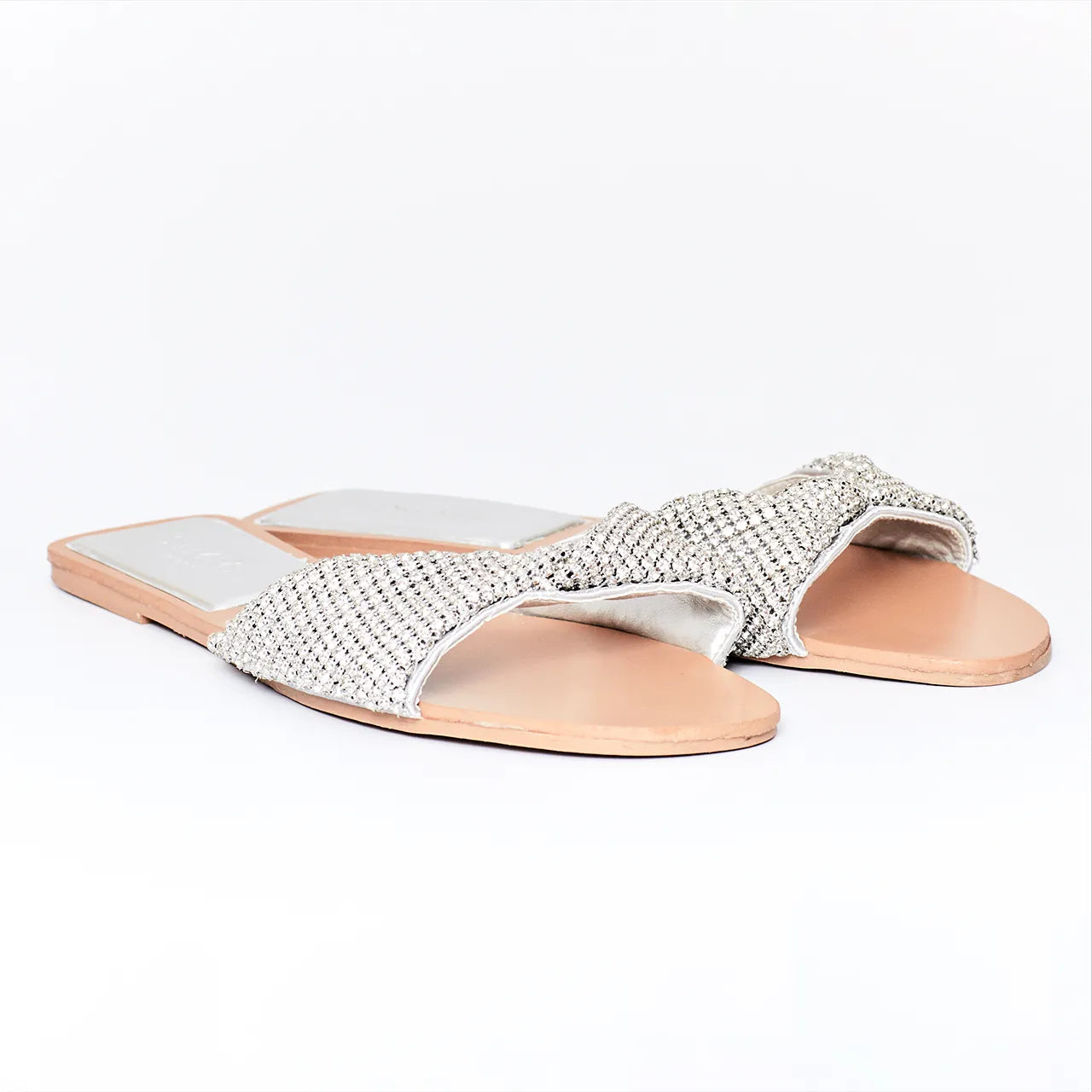 Silver Rhinestone Flat Sandals Hen Honeymoon Bride