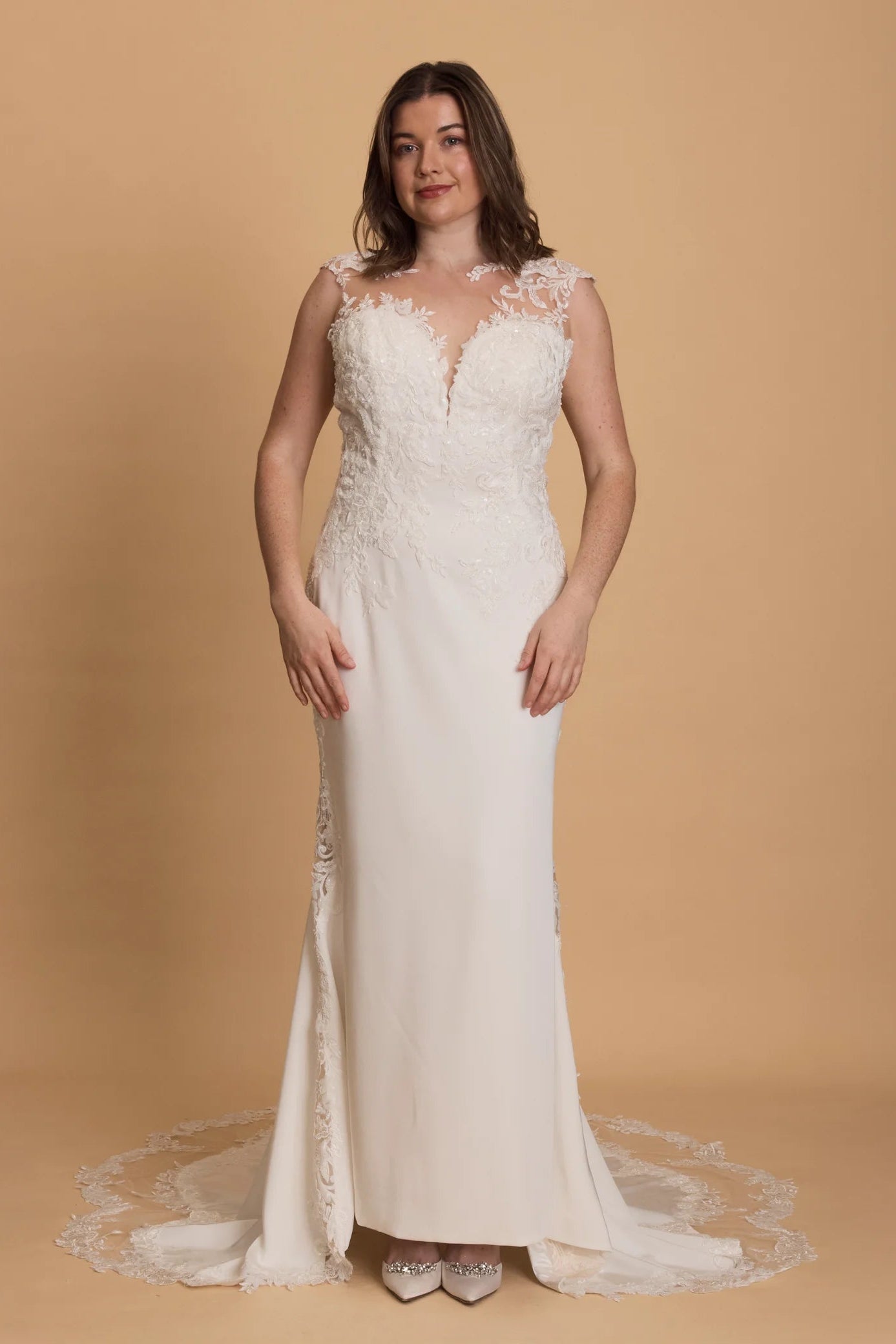 Sophia Tolli Capri white floral lace wedding gown