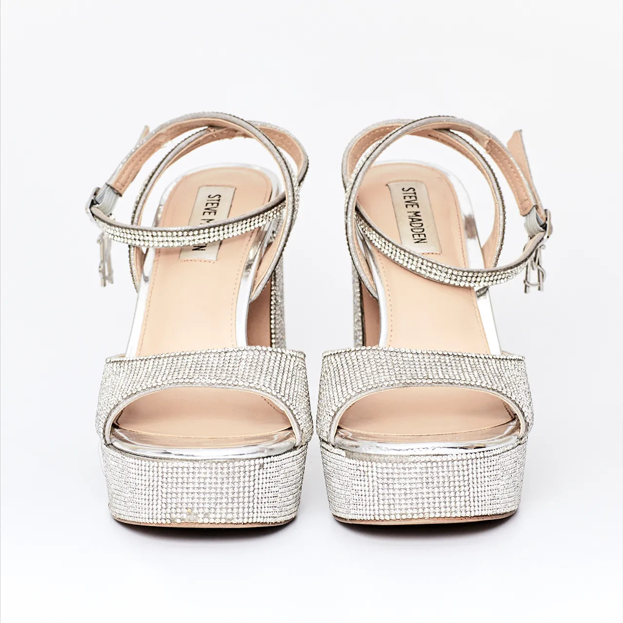Steve Madden Silver Rhinestone Platform Heels Engagement Hen Wedding Bride