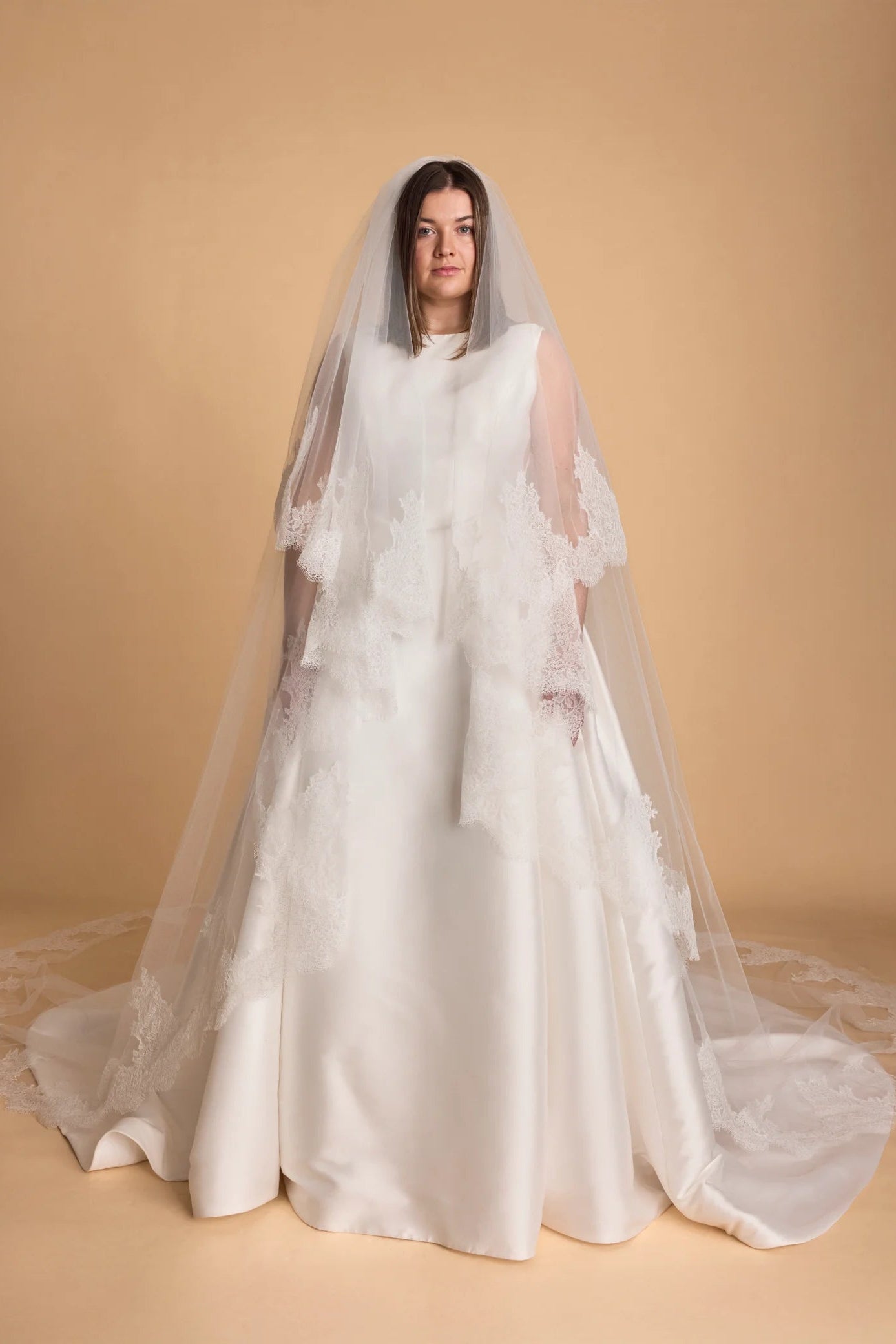 Zuhair Murad Tiffany Veil Cathedral length Two Tier white lace veil 