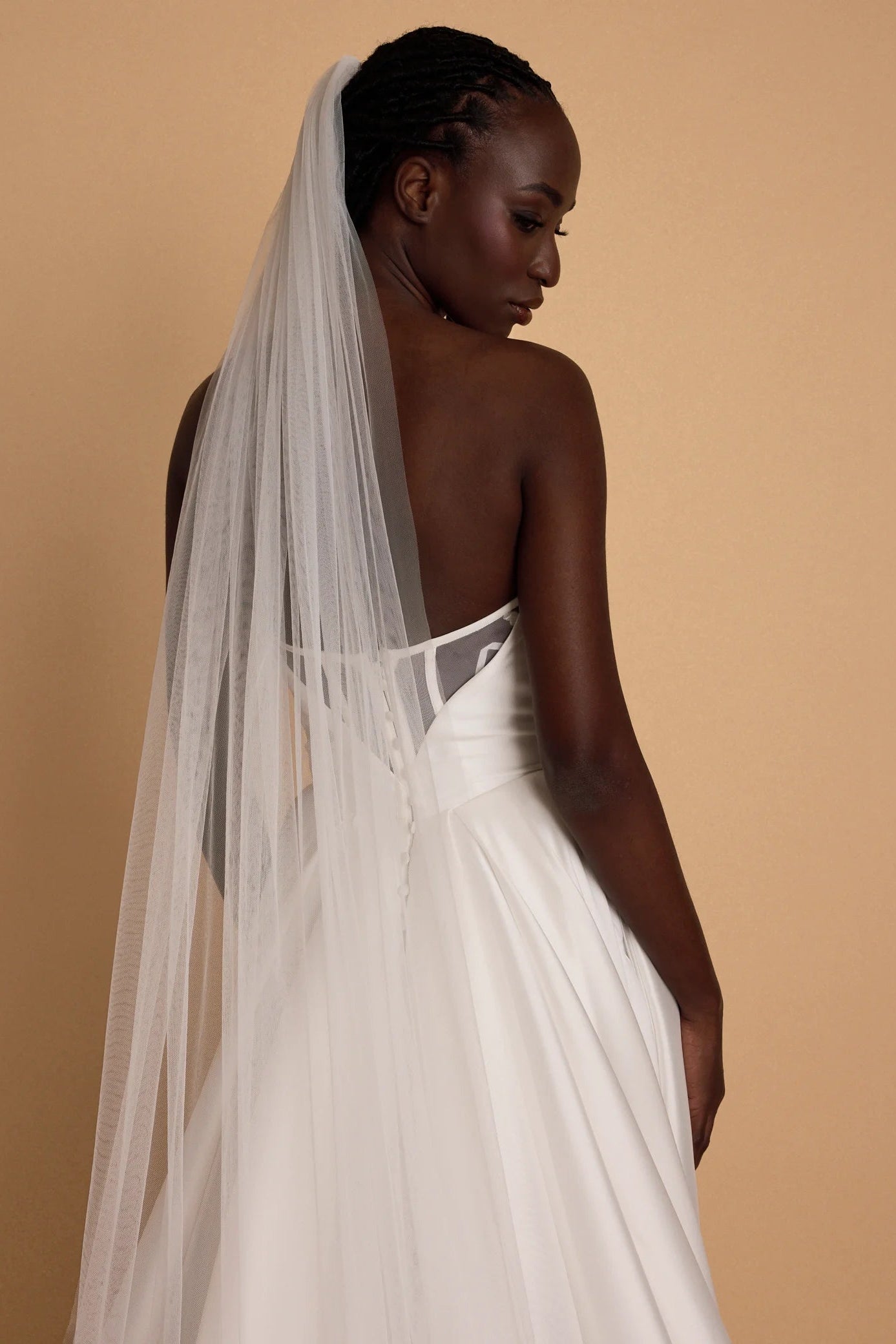 white cathedral tulle veil single tier