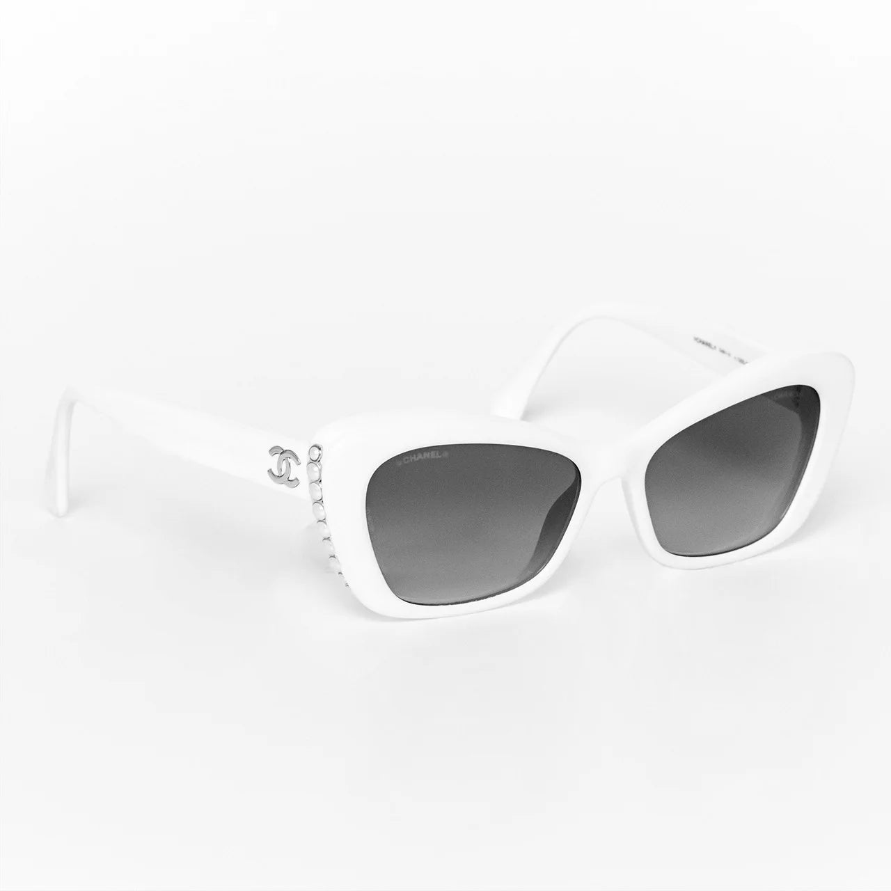 Chanel Cat Eye Pearl Off-White Sunglasses