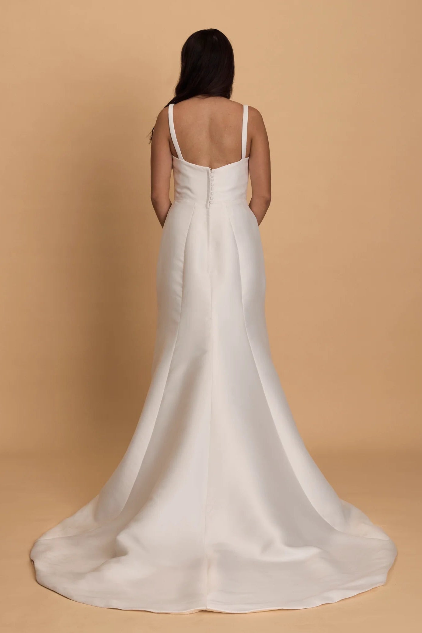 chosen by kyha arta thick satin white wedding gown, bridal square neck line, wedding