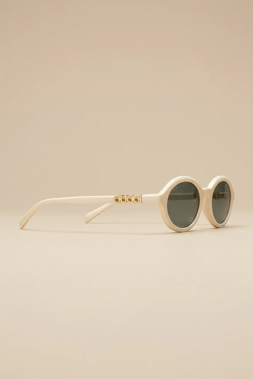 gucci white ivory rounded sunglasses