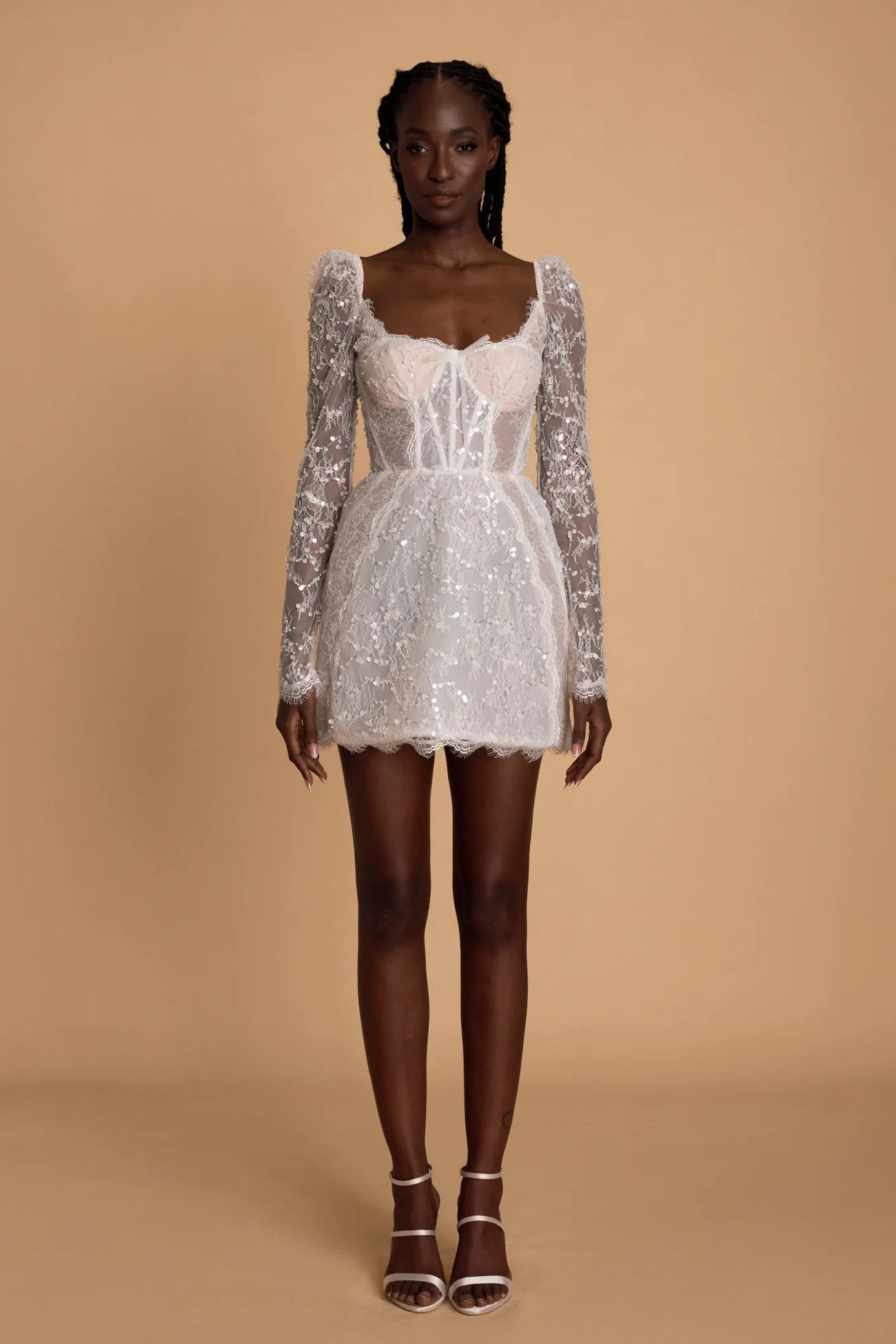 rosie etienne charlotte white lace long sleeve corset mini dress second look dress hen party