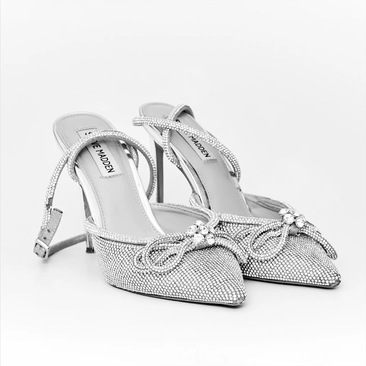Steve Madden Viable R Bow Pointed Heels - Silver